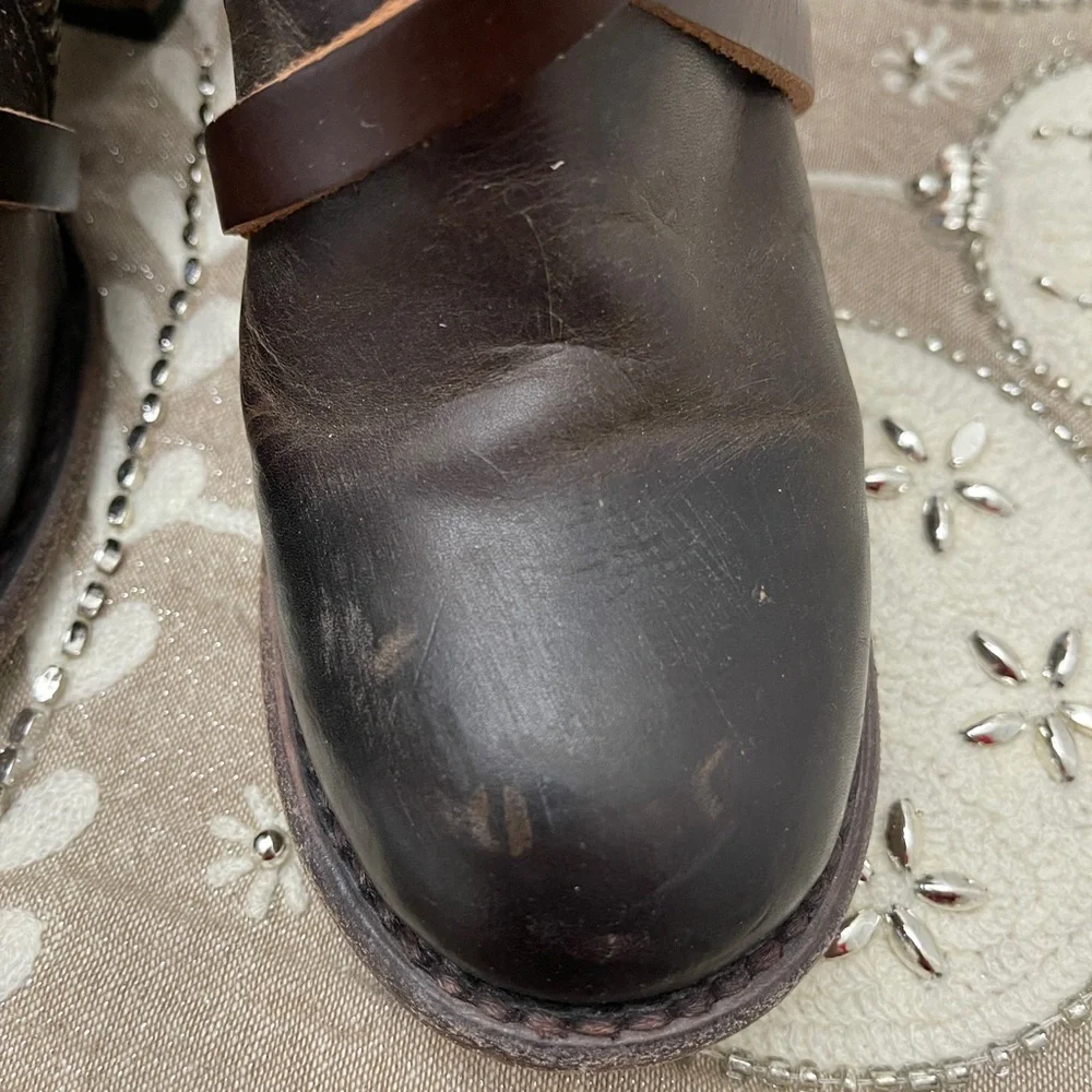 Freebird Baker Boots Women Size 6 Brown Mid-Calf Chunky Heel Strappy - Picture 10 of 12